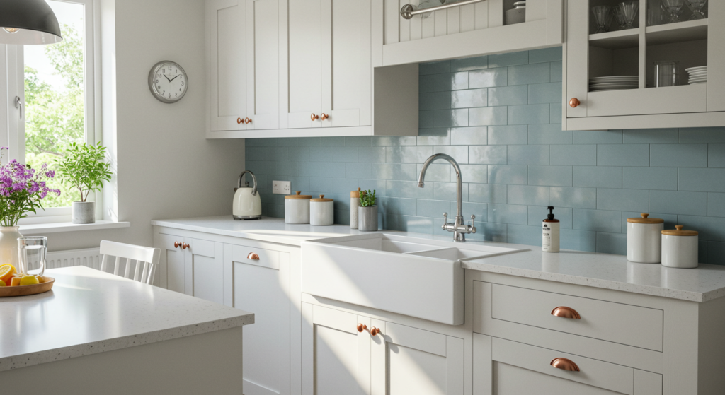 Kitchen with budget-friendly and stylish butcher block countertops.