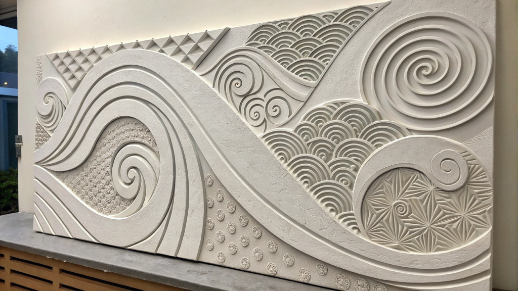 DIY textured canvas art with modeling paste creating dimensional texture.