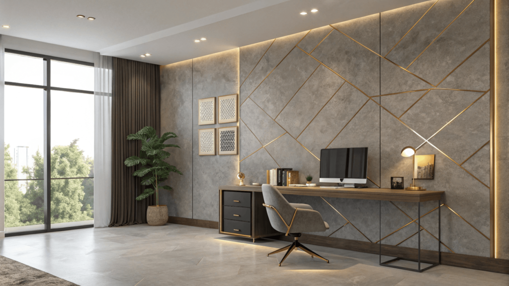 Transform Your Home Office: High-End Cement Wall Renovation Ideas