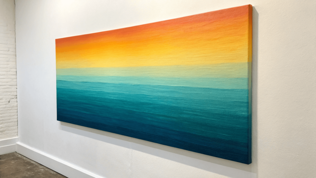 DIY gradient effect canvas art with smooth color transition.