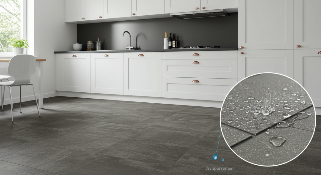 Kitchen flooring recommendation: water-resistant and easy-to-clean LVP.