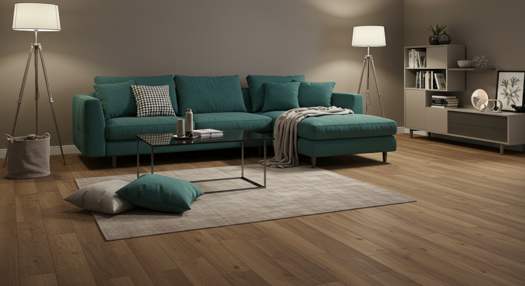 Living area flooring recommendation: comfortable and stylish laminate flooring.