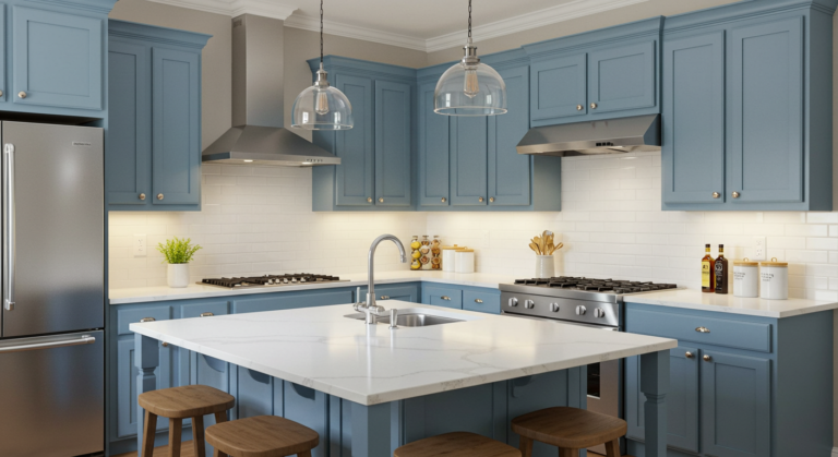 A beautifully styled "after" shot of a renovated small kitchen, highlighting the new features.