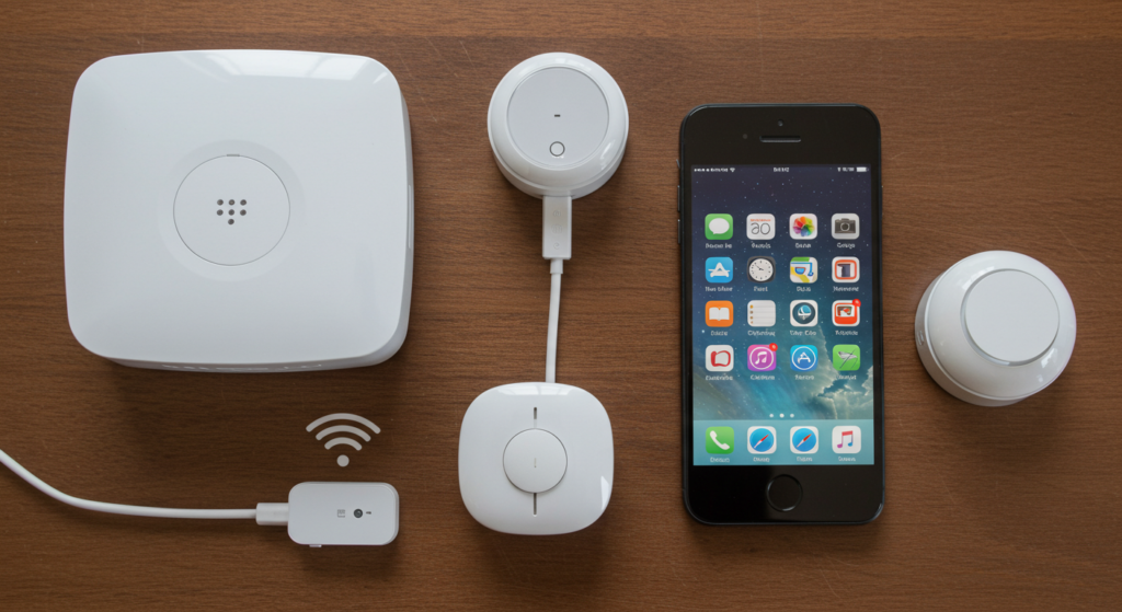 A visual representation of an old phone or tablet that has been repurposed into a home security device, which highlights the creativity that can be used to save money on smart devices