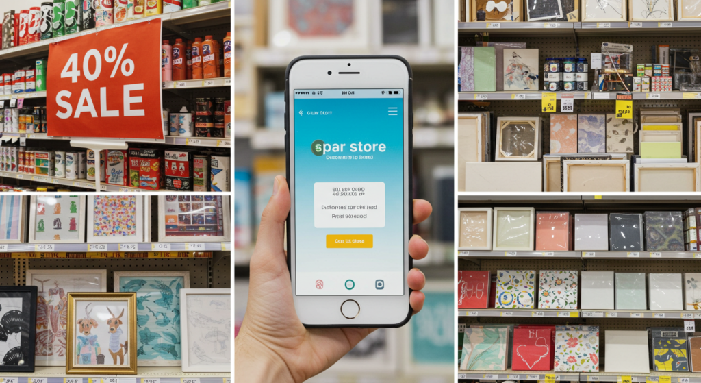 Smart shopping strategies for budget DIY wall art supplies: sales, apps, bulk buying, dollar stores.