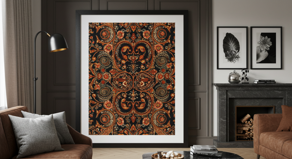 Framed fabric wall art, a budget-friendly DIY idea that looks expensive.