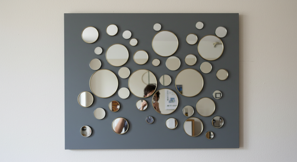 DIY modern mirror art sculpture, budget-friendly and contemporary wall decor.