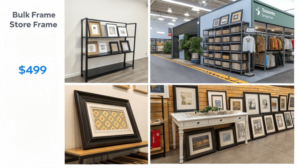 Affordable frame sources for gallery walls: thrift stores, dollar stores, IKEA, Facebook Marketplace, yard sales