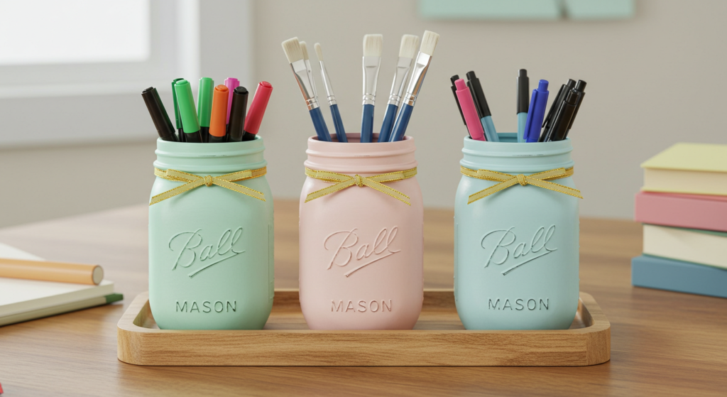 Mason Jar Desk Organizers